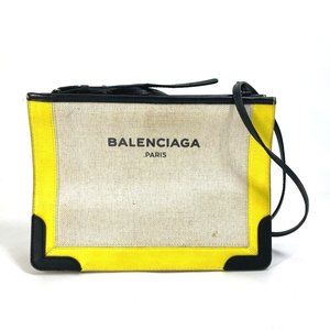 BALENCIAGA 339937 Navy Pochette Clutch Bag/Pouch/Shoulder Bag in Leather/Coat...